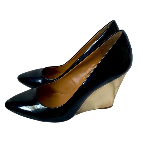 Cosmopolitan Patent Leather Black Wedges 9 - Picture 4 of 6